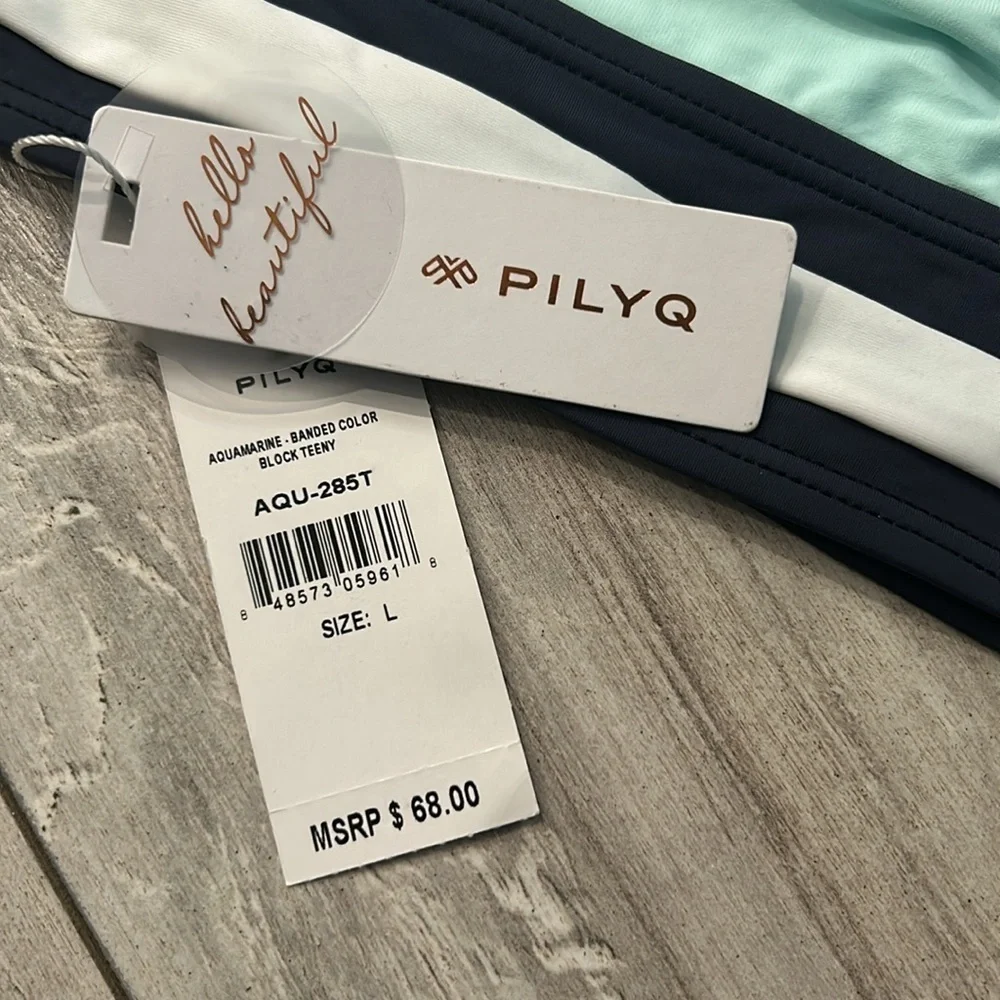 PILYQ Aquamarine banded color block teeny bikini swim bottom size Large